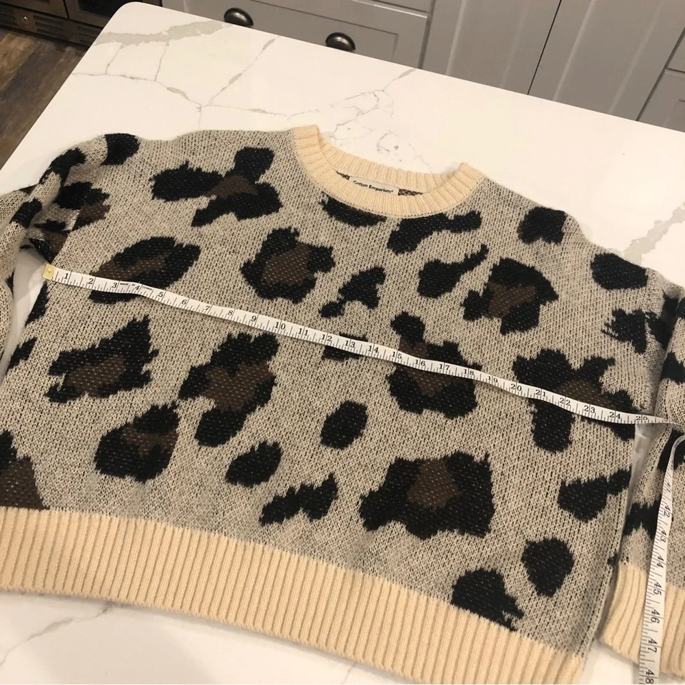 Cotton Emporium Animal Print Crewneck Sweater Acrylic Wool Mohair Grandpa Size L
